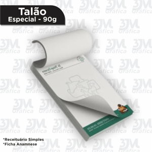 Talão - especial 90g Sulfite 90g  4x0  Bloco 