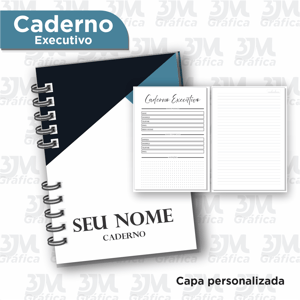 Caderno executivo  18x26cm  Laminação Brilho Wire-o 96 folhas