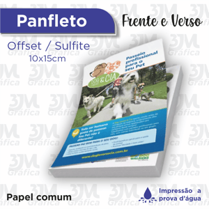 Panfleto offset 10x15cm - Frente e Verso Offset / Sulfite 75g 10x15cm 4x4  Corte Reto 
