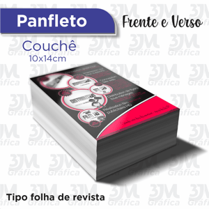 Panfleto Couchê 10x14cm - Frente e Verso Couche 90g 10x14cm 4X4  Corte Reto 