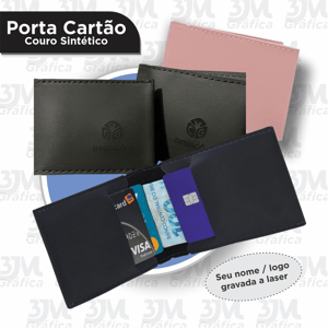 Porta Cartão - Slin Couro Sintético 10x7,5cm    Gravação a laser