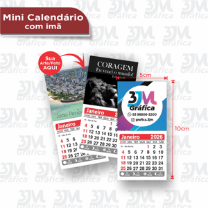Mini calendario com imã Vinil + Manta de Imã 5X10   Corte Reto 