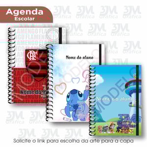 Agenda 2026 - Escolar - 1 dia por página Offset 75g 15X21  Laminação Brilho Espiral Incluso 1 folha de etiquetinhas adesivas