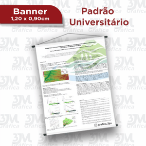 Banner Universitário Lona 380 1,20 x 0,90cm   Madeira + Cordinha 