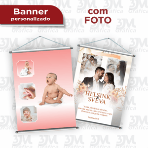 Banner - Com foto Lona 380    Madeira + Cordinha Ja incluso a montagem da arte