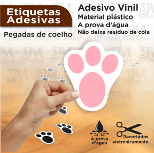 Pegadas de Coelho - 100 unidades Adesivo Vinil 4x4,5cm   Corte especial 100 unidades
