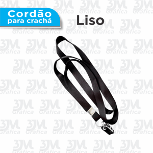 Tirante para crachá - Liso  1,5 mm   Jacaré de metal Preto