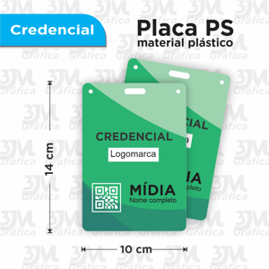 Credencial - PS PS 1mm + vinil 10x14cm   Corte Reto 