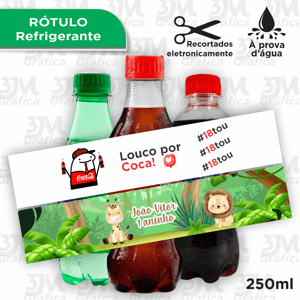 Rótulo para refrigerante - 250ml Adesivo Vinil Leitoso 19x3,5cm   Corte Reto 