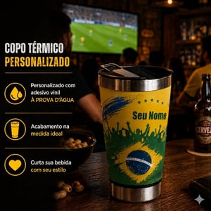 Copo Térmico - Personalizado Adesivo Vinil Leitoso    Brilho 