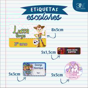 ADESIVOS ESCOLARES  8X5CM | 5X1,5CM | 5X3CM | 5X5CM 4x0 lamiado  