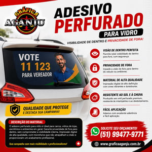 Adesivo perfurado para vidro traseiro de carro - tamanho 75 x 40 4 cores Adesivo perfurado 75 x 40 4x0   