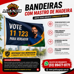 Bandeiras tecido com bastão 100% poliester tamanho 140 x 250 Tecido 100% poliester 140 x 250 4x0 cores   