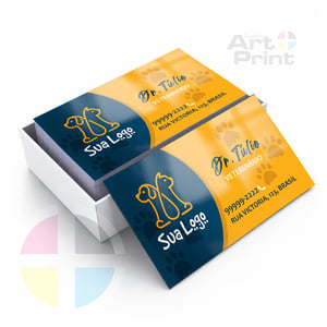 CARTÃO DE VISITA Couchê 250g 9x5cm 4x4 (Colorido frente e verso) Verniz Total Brilho Frente e Verso Corte Reto 