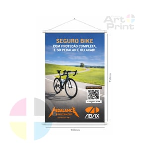 BANNER TAMANHO 1,00X1.50M Lona 440g 1,00X1,50M 4x0  Bastão e Cordinha 