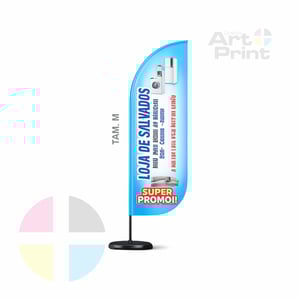 WIND BANNER COMPLETO (M) Impressão em Tecido * 250 cm Altura Total * Dupla-Face | Impressão Ultra-HD EPSON Tecido TecnoSport 100% Sintético FACA | PENA | VELA | ÂNGULO Estrutura de Alumínio Desmontável