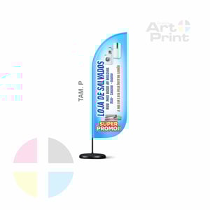 WIND BANNER COMPLETO (P) Base Titan Black * 1.85M X 0.65M* Dupla-Face | Impressão Ultra-HD EPSON Tecido TecnoSport 100% Sintético FACA | PENA | VELA | ÂNGULO Estrutura de Alumínio Desmontável