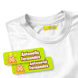 Cartela Etiquetas Termocolantes (24un) Termocolante 5x1,5cm Com 24un ela é Ideal para Roupas, Uniformes, Toalhinhas e tecidos em geral