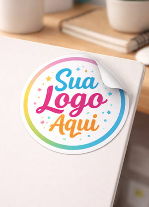Adesivo Redondo Personalizado 4x4 cm – Ideal para Sua Marca Fotográfico 4x4 cm Colorido Brilhoso Destacável Com sua marca