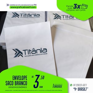 ENVELOPE SACO A4 22x32cm Branco c/ Logo - Econômico