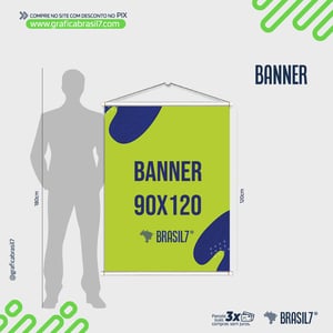 BANNER 90x120cm Lona Brilho 340g 90x120cm 4x0 Impressão Só Frente   