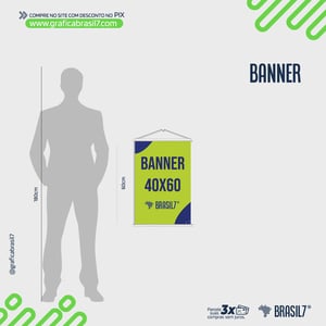 Banner 40x60cm Lona Brilho 340g 40x60cm 4x0 Impressão Só Frente   