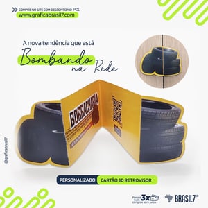 CARTÃO DE VISITA 3D dobrável Retrovisor carro Couché Brilho 250g 26,8x4,8cm 4x0 Impressão Só Frente Laminação Fosca Frente Corte Personalizado TAMANHO GRANDE