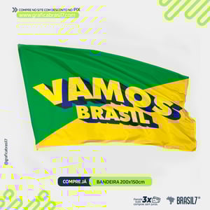 BANDEIRA POLIÉSTER 200x150cm Tecido Poliéster 98g 200x150cm 4x0 Impressão Só Frente  Impressão Ultra HD Sublimática 