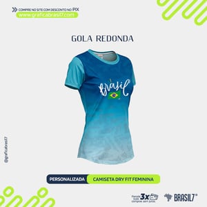 Camiseta Copa Dry Fit Feminina Tecido Dry Fit 100% Poliéster Personalizada Impressão Ultra HD Sublimática   Embalagem Individual