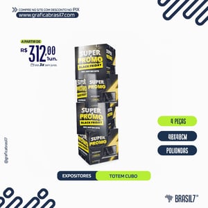 Totem Cubo  4 Peças Polionda Branca 4mm 750g 40x40cm 4x0 - Colorido Frente  Corte e Vinco Digital 