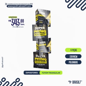 Totem Triangular Polionda Branca 4mm 750g 30x30x40cm 4x0 - Colorido Frente  Corte e Vinco Digital 