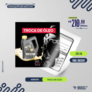 ADESIVO TROCA DE ÓLEO 6x6cm Vinil Adesivo Transparente 150g 6x6cm 5x1 Colorido Frente, Verso PB