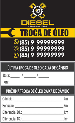 ADESIVO TROCA DE ÓLEO P VINIL 4,5X5,5 4X1 BRANCO E TRANSPARENTE  