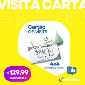 Cartão de visita 300g 9x5cm 4x4 verniz uv total frente corte reto 