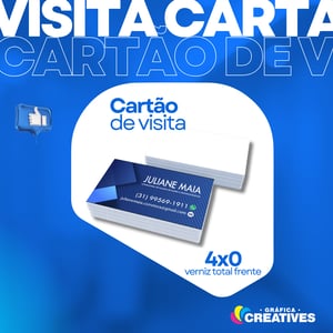 Cartão de visita 250g 9x5cm 4x0 verniz uv total frente corte reto 
