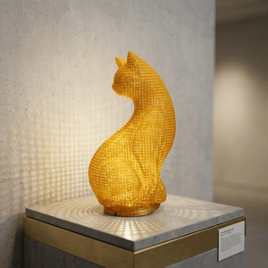 Luminária Gato 3D Material: PETG translúcido (efeito fosco e difusor de luz) 23x9 Amarelo   