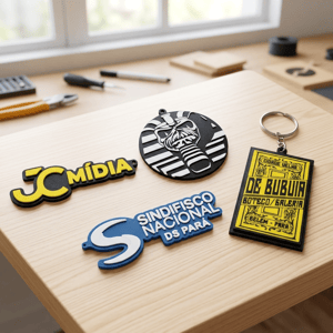 Chaveiro Personalizado 4x6cm – Multicolor PLA: material sustentável, derivado de fontes renováveis (amido de milho, cana‑de‑açúcar). É rígido, leve e com ótimo detalhamento. 4x6 cm 2 Cores   