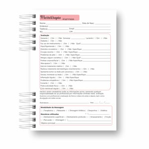 Caderno Anamnese Massoterapia com seu nome