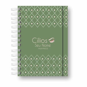 Caderno Anamnese Cílios capa com seu nome