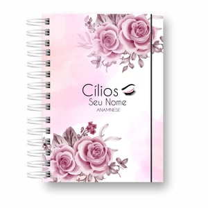 Caderno Anamnese Cílios capa com seu nome