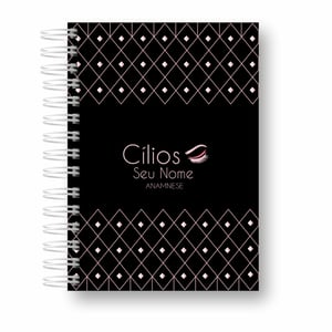 Caderno Anamnese Cílios capa com seu nome
