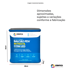 Balcão retrátil com iluminação LED