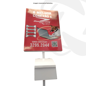 Totem Com Porta Sacolas Para Pets Estrututa Metalon / ACM / PVC, base TUBO 2metros, IND RED 2 (50,80) parea 1,2mm 60 x 80 (quadro) 4x4  BORDA QUADRADA Pintura eletrostatica