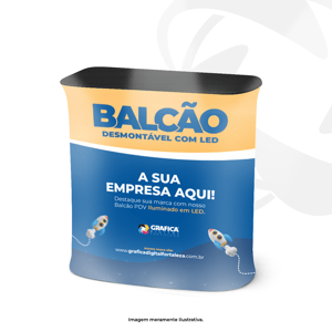 Balcão PDV Retrátio Tecido - Led Base em MDF com estrutura em alumínio 97x80,5x48,5cm 4x4 Tecido  