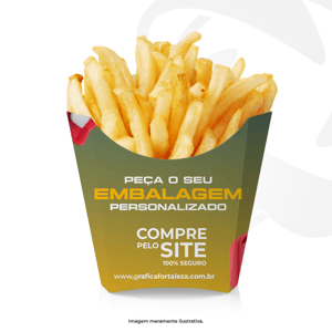 EMBALAGEM BATATA FRITA - 13x16x5 Papel Supremo 250g Largura 13cm X Altura 16xcm X Comprimento 5cm 4x0  Faca de Corte 