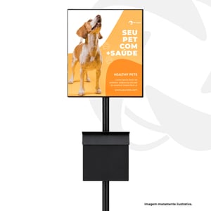 Totem Com Porta Sacolas Para Pets Estrututa Metalon / ACM / PVC, base TUBO 1.80 metros, IND RED 2 (50,80) parea 1,2mm 60 x 80 (quadro) 4x4  BORDA QUADRADA Pintura eletrostatica