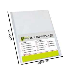 ENVELOPE/SACO PLÁSTICO - A4  230x305 mm PLÁSTICO Polietileno 230x305 mm Transparente Espessura Médio Sem furos Transparente 