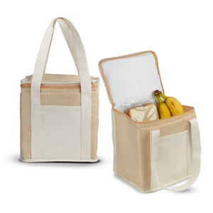Bolsas Térmicas em Juta e Algodão Juta Sintética e bolso de algodão 21x19x15cm    Pedido mínimo 40 unidades