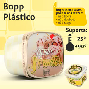 Rótulos Adesivos Etiquetas Personalizadas Sorvetes e Açaí Bopp (plástico) 15x9 cm Colorido  Corte Redondo ou Quadrado Cola Extra Forte