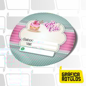 Etiquetas Doces, Salgados ou Bolo no Pote Adesivo Papel Couchê 4x2 cm Colorido  Corte Redondo ou Quadrado 